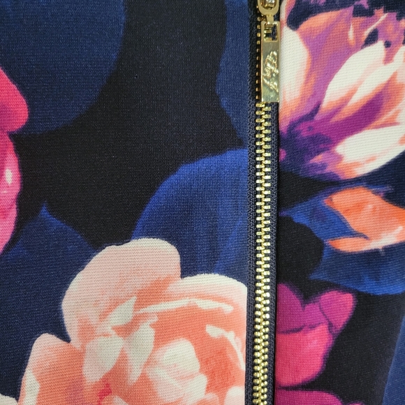 Eliza J floral midi dress blue pink orange neon nwot 4p - Picture 4 of 7